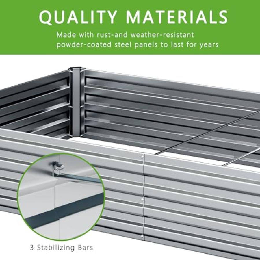 2PCS 12x4x1FT Galvanized Raised Garden Bed Kit Rectangle Metal Flower Box Large Planter Raised Beds Outdoor Garden for Planting