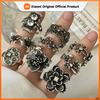 BF CLUB 925 Sterling Silver Ring For Women Jewelry Retro Flower Open Vintage Handmade Ring Allergy For Party Birthday Gift