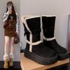 Short long snow boots women's 2025 winter new but knee high boots piled thickened cotton shoes tide