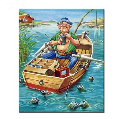 Plný čtvercový vrták 5D DIY Diamond Painting Full Square Lod Fishing Diamond Mosaic výšivka