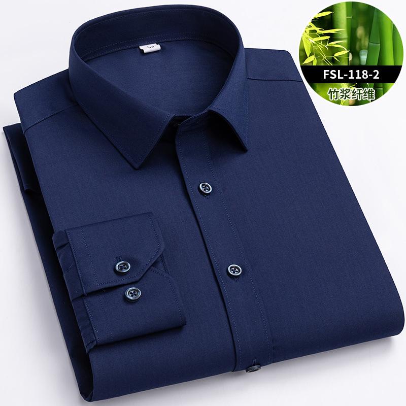8XL Bamboo Fiber Blue Work White Shirt for Man Long Sleeve Office Business Anti-wrinkle Non-iron Men Shirts Long Sleeve Casual
