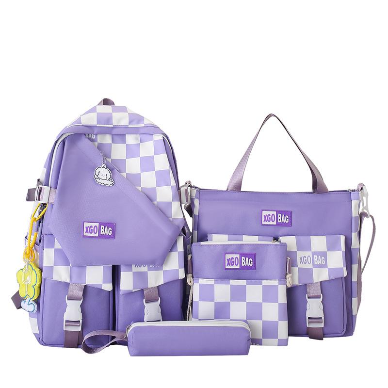 Four-piece Backpack Junior Senior High School Student Schoolbag Large Capacity Backpack