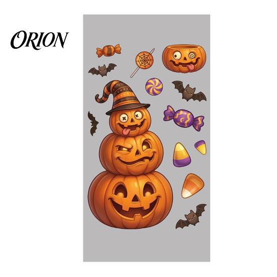 Home Window Ornaments Halloween Cartoon Cling Stickers, Ghost Pumpkin Candy Glass Decals, Self-Adhesive Removable Party Venue Backgrounds Art