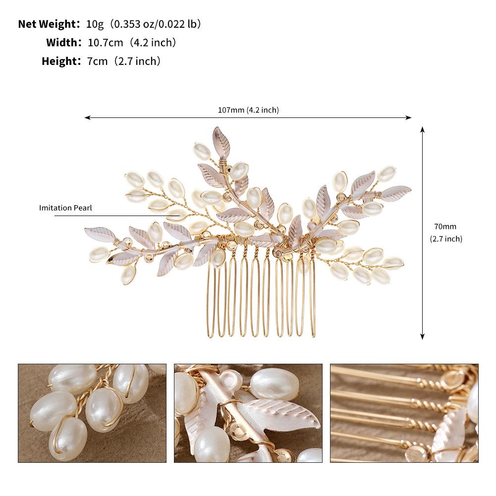 Bridal accessories hair comb luxury wedding dance retro hair accessories handmade golden pearl hair comb