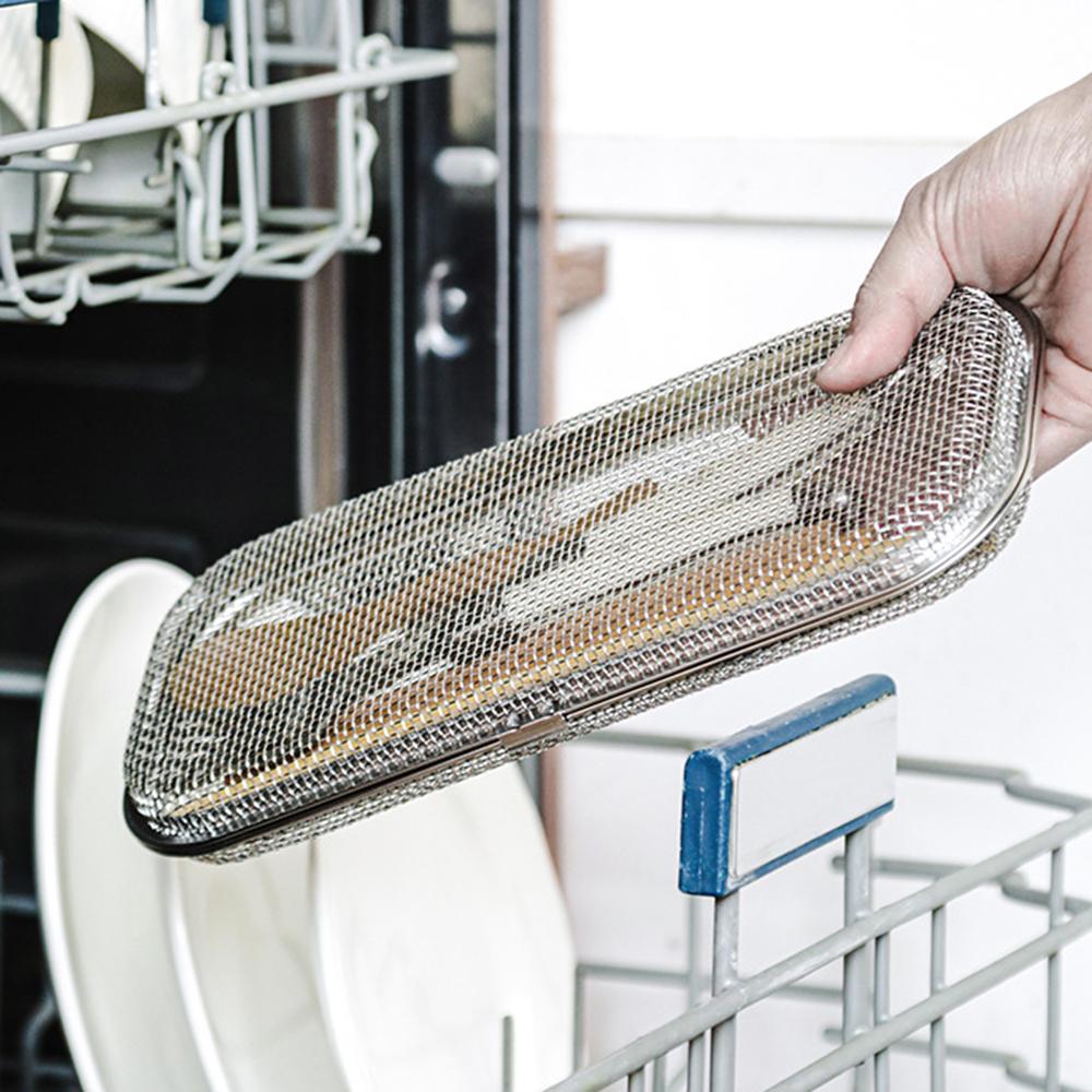 SUS304 Small Dishwasher Cutlery Storage Basket Rust Resistant Fast Drainage Cutlery Sterilizing Basket