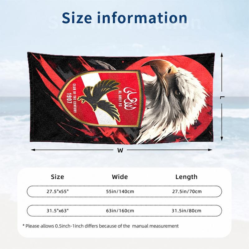 Al Ahly FC Beach Towel Quick Dry Soft MicrofiberSand Resistant Oversized Cabana Bath Sheet for Swimming Pool Travel Gift