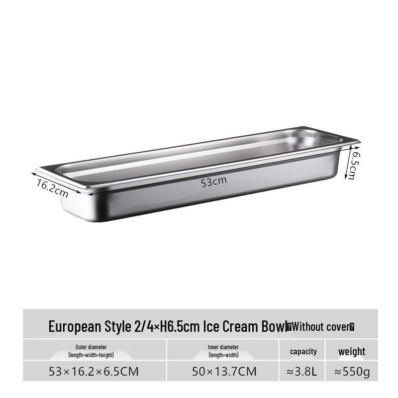 Euro Standard Stainless Steel Ice Cream Display Pan 360x165x118 Standard
