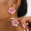 Retro Elegant Drip Glaze Flower Stud Earrings with Metal Finish