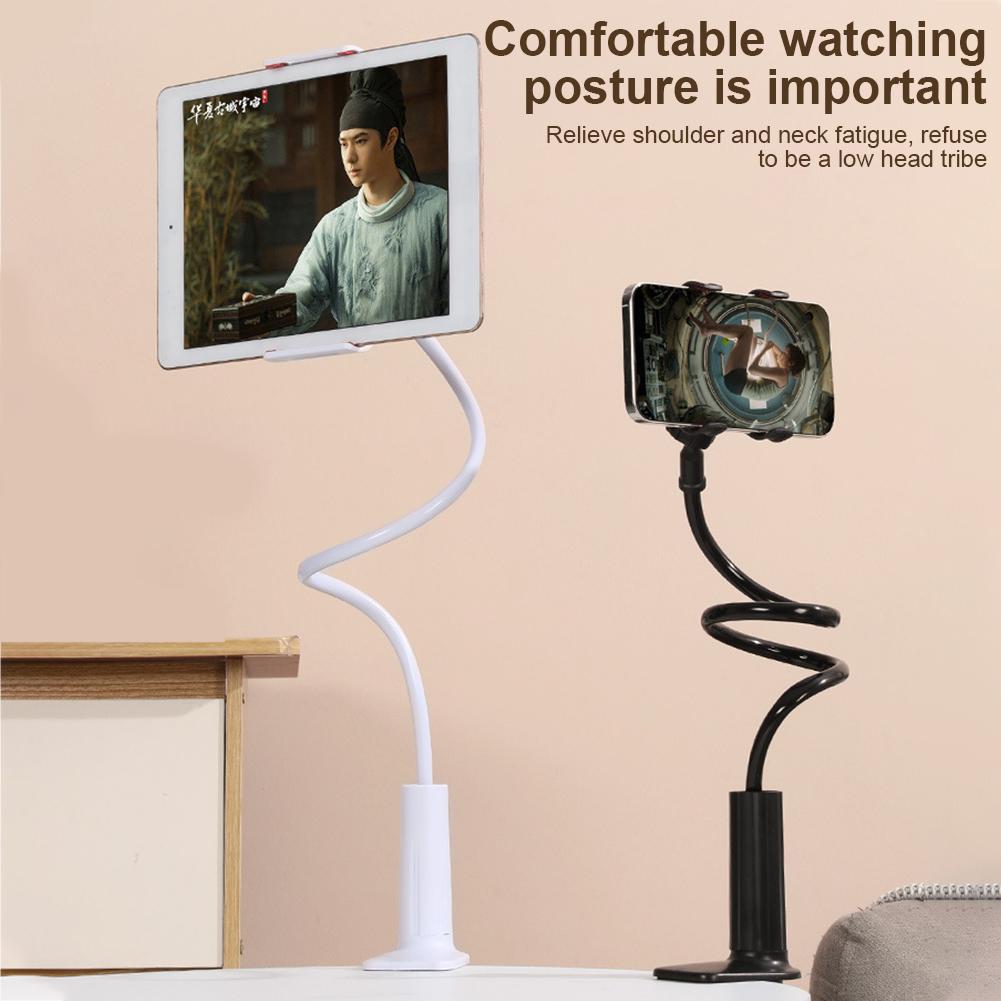

Lazy Bedside Desktop Mobile Phone Clamp Bracket Flexible Long Arm Gooseneck Lazy Person Bracket With Handle Overhead LiveBracket чёрный