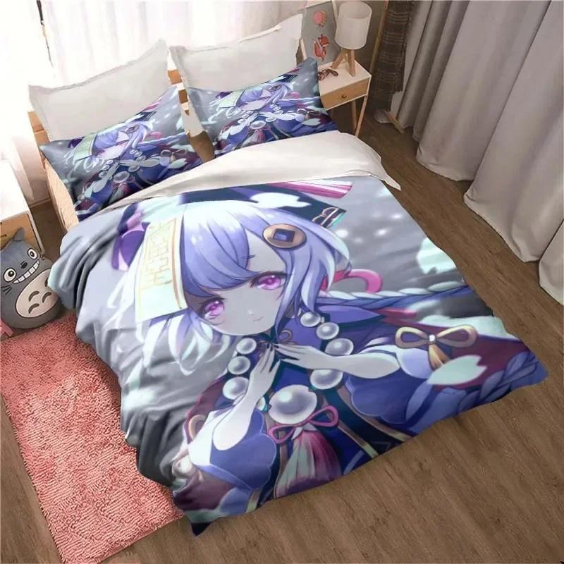 Genshin Impact Game Anime Bedding Set Printed Bed Set With Pillowcase Bed Duvet Cover Soft Single Double Queen Super King Size