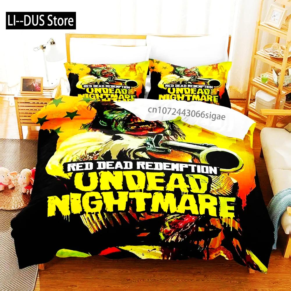 Undead Nightmare Red Dead Redemption Bedding Set Duvet Cover Bed Set Quilt Cover Pillowcase Comforter King Queen Size Boys Adult