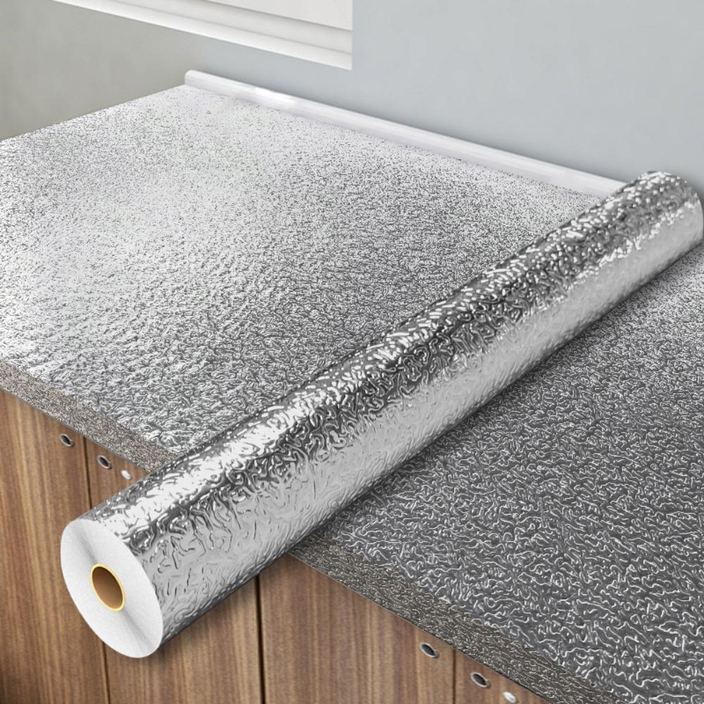 Aluminiumfolie Papier Küche Ölbeständige Folie Herd Wasserdicht Feuchtigkeitsbeständig Selbstklebende Tapete Arbeitsplatte Schrank Renovierung Fliesenaufkleber