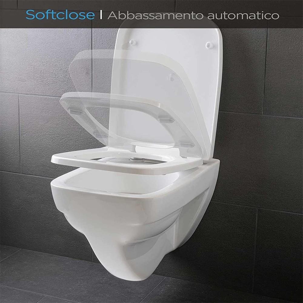 Square Toilet Seat Cover Rounded Square Shape Board Quick Release White Toilet Lid