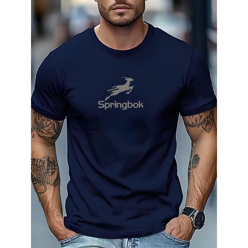 European Size Men'S Casual Sports T-Shirt, Print Graphic Tee, Short-Sleeve Round Neck Shirt, Summer Outdoor Men'S Clothing, Breathable Mesh T-Shirt