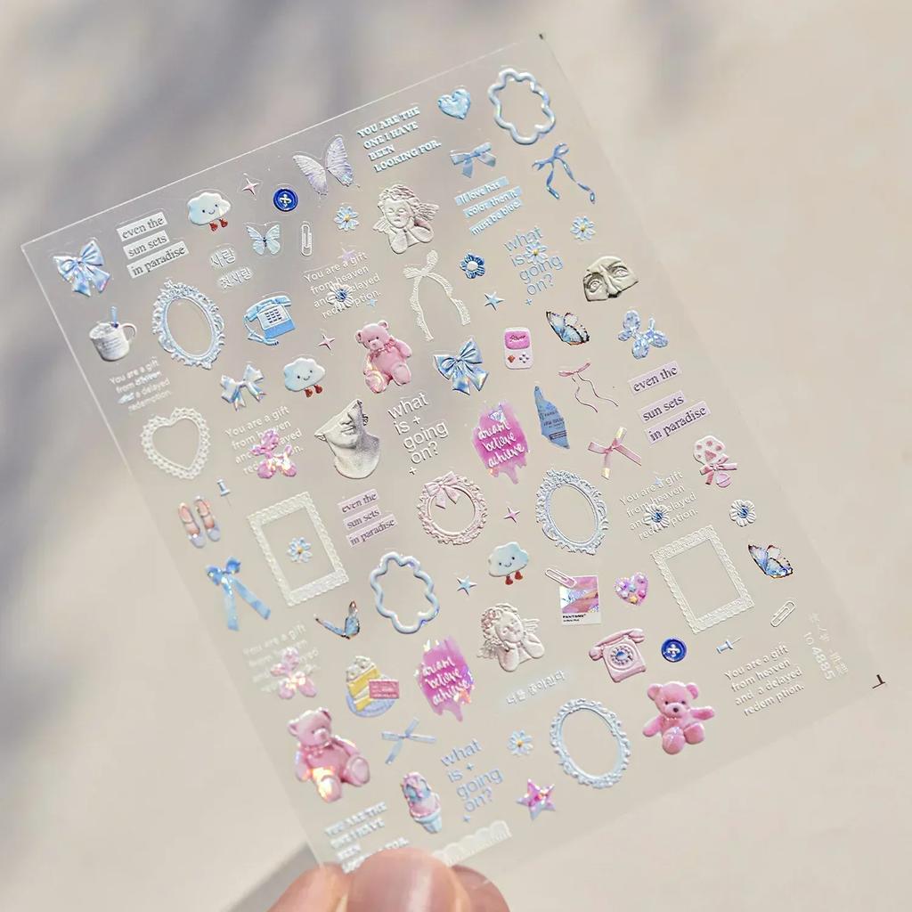 Beach Shell Swim Ring Bikini Watermelon Cat Ice Cream Crab Sunglass Coconut Tree Flowers Fruits Nail Art Stickers Decals