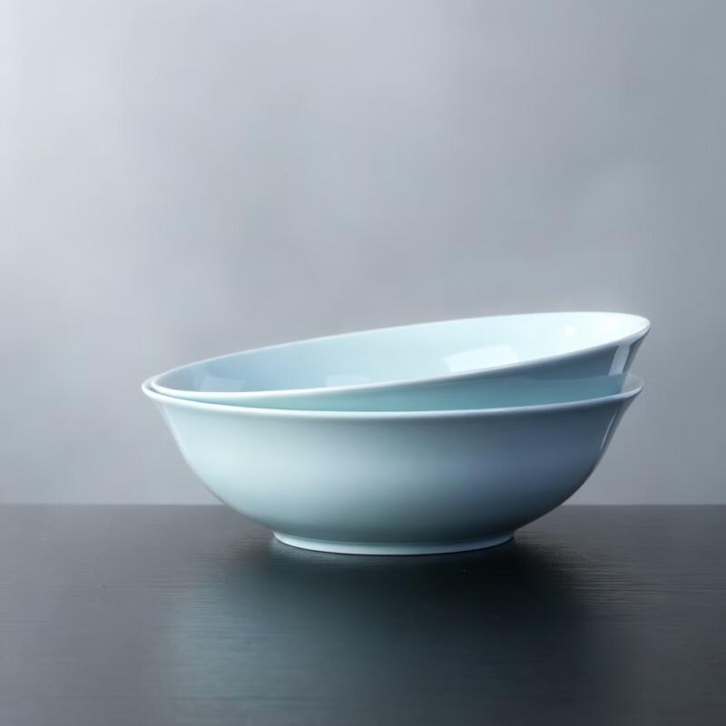 Jingdezhen Celadon Underglaze 9-inch Ceramic Soup Bowls (Set of 2)