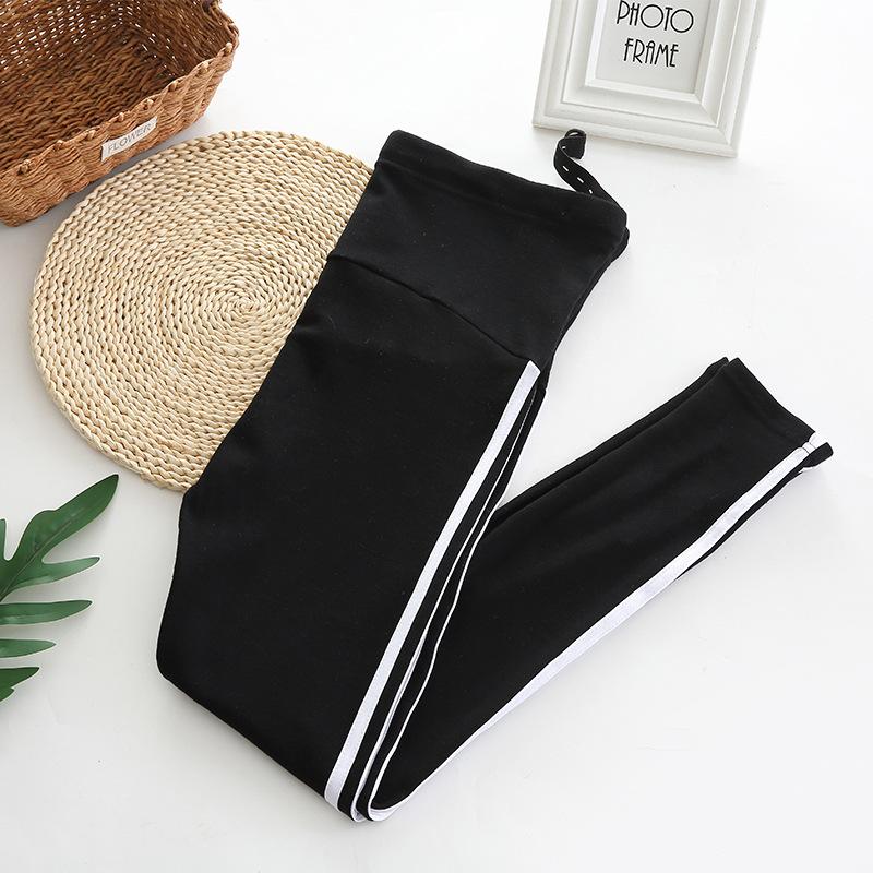 

Флисовая утепленная одежда для беременных, хлопковая верхняя одежда, поддерживающие полосатые леггинсы, весенне-осенние брюки, большой размер, брюки для беременных длиной 9/10 4XL