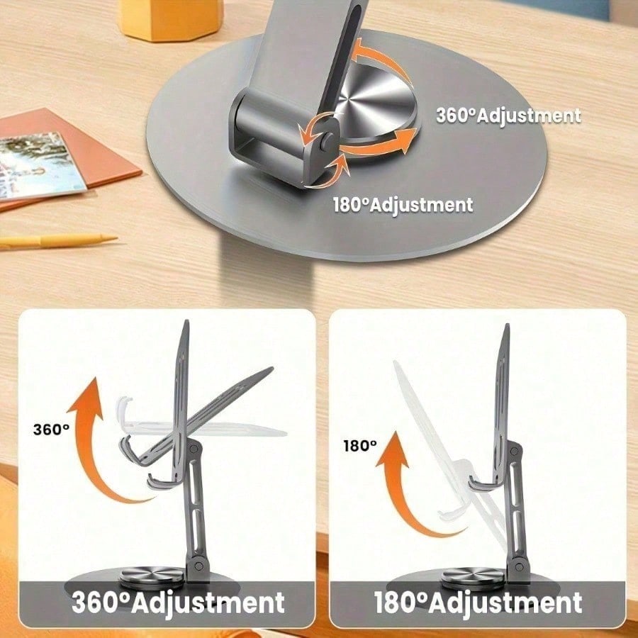 All-Metal 360-Degree Rotating Pressure-Reducing Universal Stand, Suitable For Mobile Phones And Tablets - Suitable