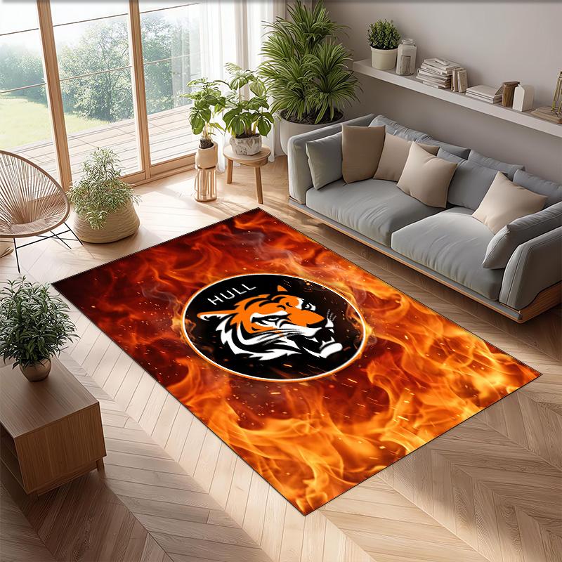 Tappeto in Velluto di Cristallo con Stampa Calcio Hull City, Comodo Assorbente d'Acqua Antiscivolo Tappeto per Pavimento Interno