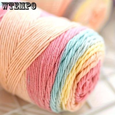 2 Stück Regenbogen-Baumwollgarn, bunt, langer Abschnitt, gefärbtes Blumenfarbengarn, handgewebte Produktion, Pullover, Schal, Decke, Kissen, Garnknäuel