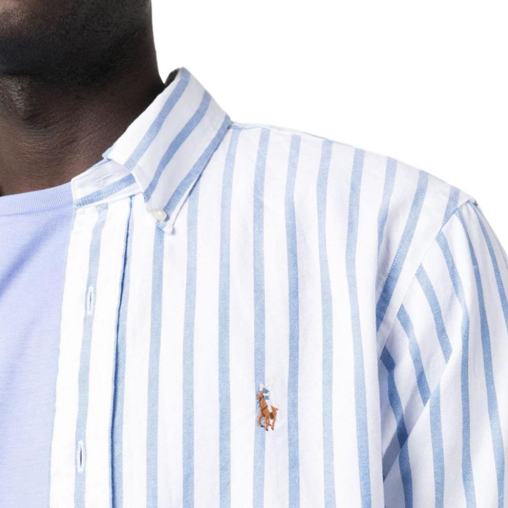 Polo Ralph Lauren Ss23 Striped Polo Collar Single-Breasted Long Sleeve Shirt Men Shirts Blue 710906622-001