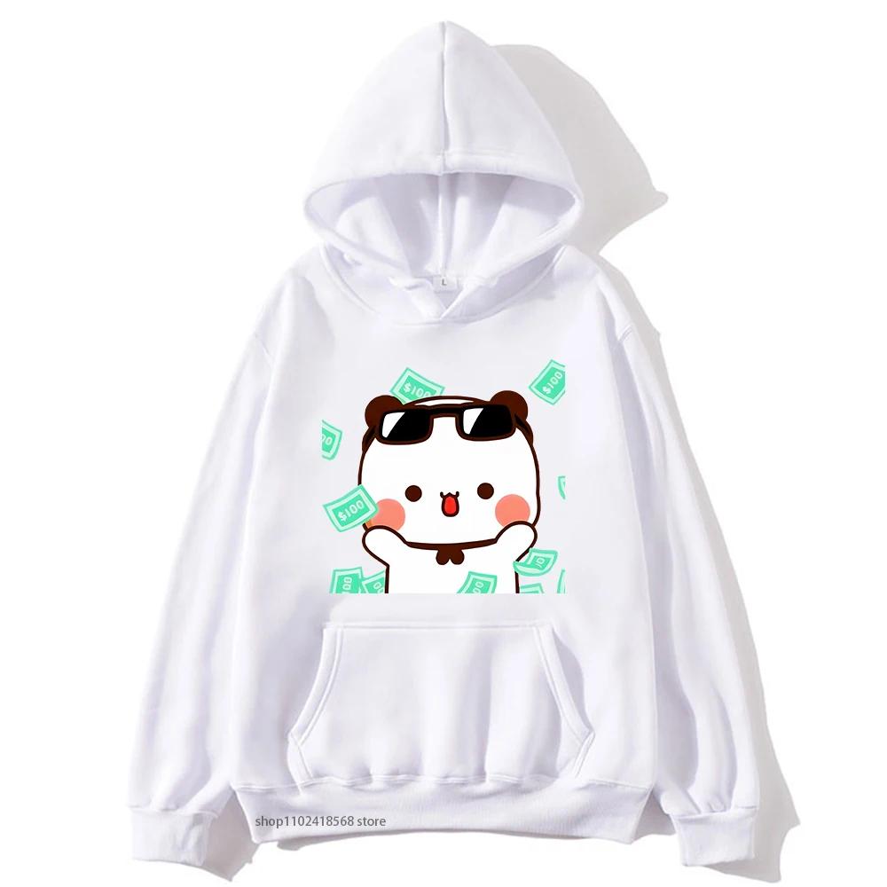 Men's hooded sweatshirt with Bubu and Dudu cartoon print, a fashionable and casual hip-hop style top for autumn and winter Harajuku fashion.
