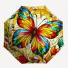 1pc Stained Glass Butterfly Design Automatic Opening Folding Umbrella with 8-Bone Iron Frame - Portable Outdoor for Fans, Travelers, Daily Use, Festiv