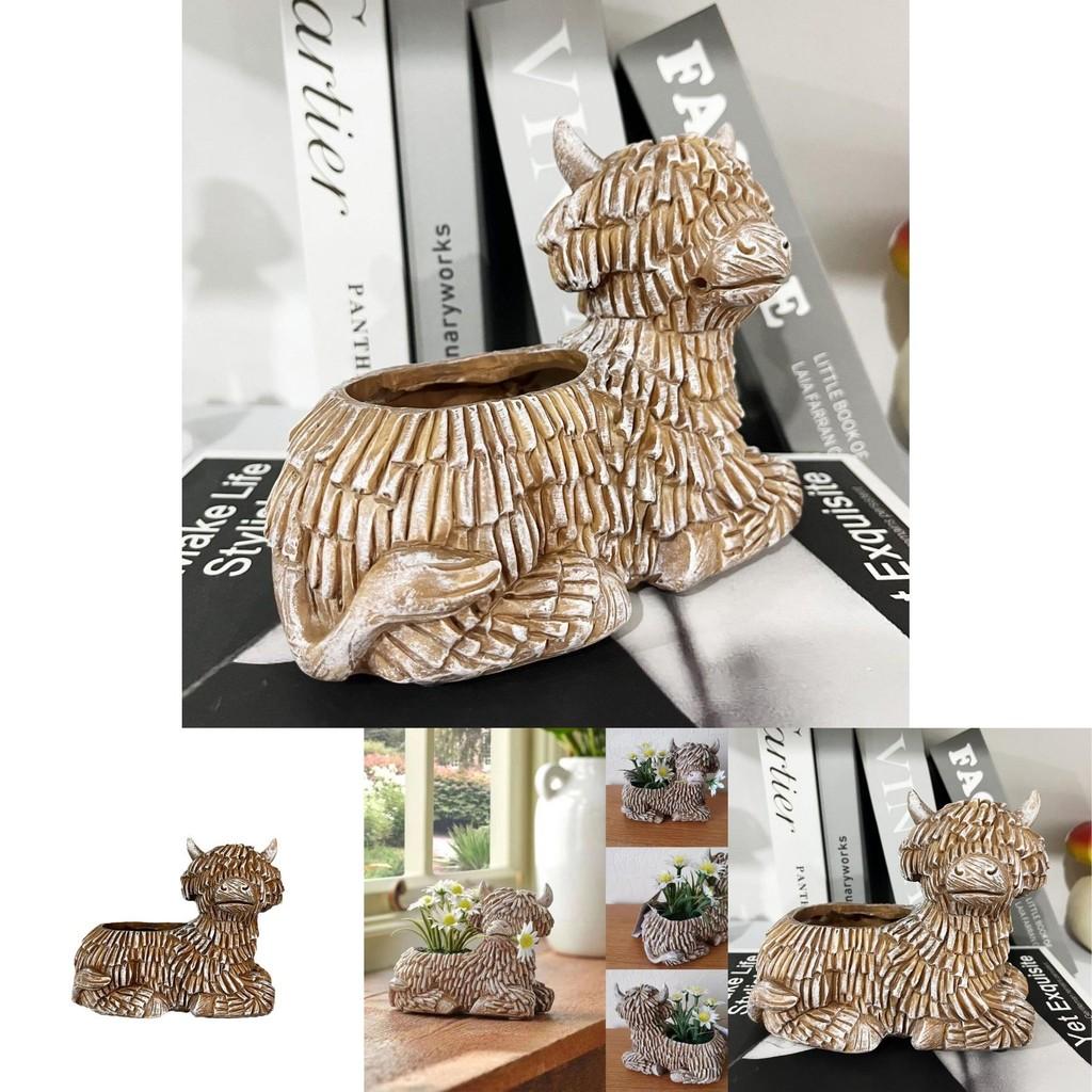 Yak Elegant Highland Resin Flower Pot Unique Home Decor For Succulent Plants Gift