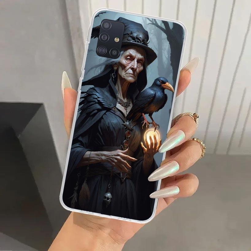 Halloween Moon Witch Horror Phone Case for Samsung Galaxy A52 A32 A22 A12 A02S A50S A30S A10S Note 20 Ultra 10 Plus S10 A31 A20