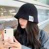 Autumn and Winter Japanese Style Winter Hat Casual Large Head Circumference Striped Knitted Hat Patch Versatile Basin Hat