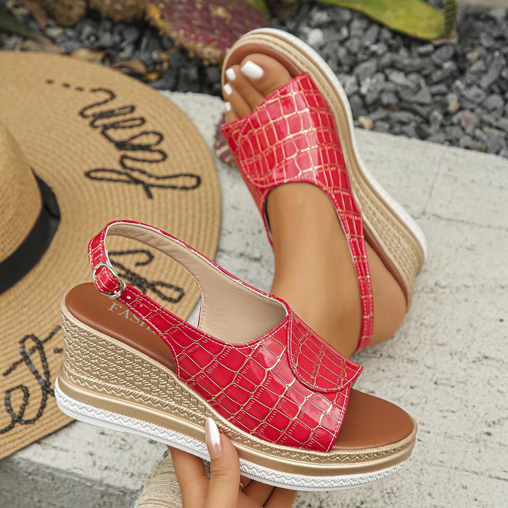 Damen Keilsandalen mit Peep-Toe in Übergröße - Neuer Sommer-Casual-Stil mit dicker Sohle