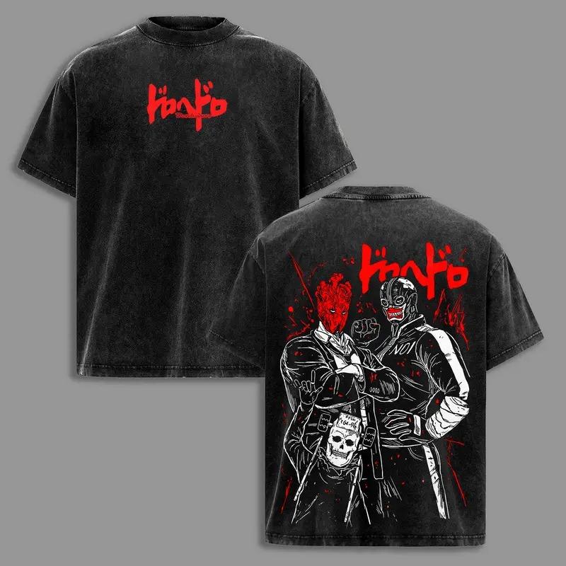 Anime Dorohedoro Shin Printed Tee Men Women Short Sleeve Cotton Tshirts Vintage Washed T-shirt Harajuku Male Oversized T Shirt