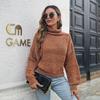 Chic Women Loose Turtleneck Sweater Colorful Blend Balloon Sleeve Autumn Winter Sizes S to L