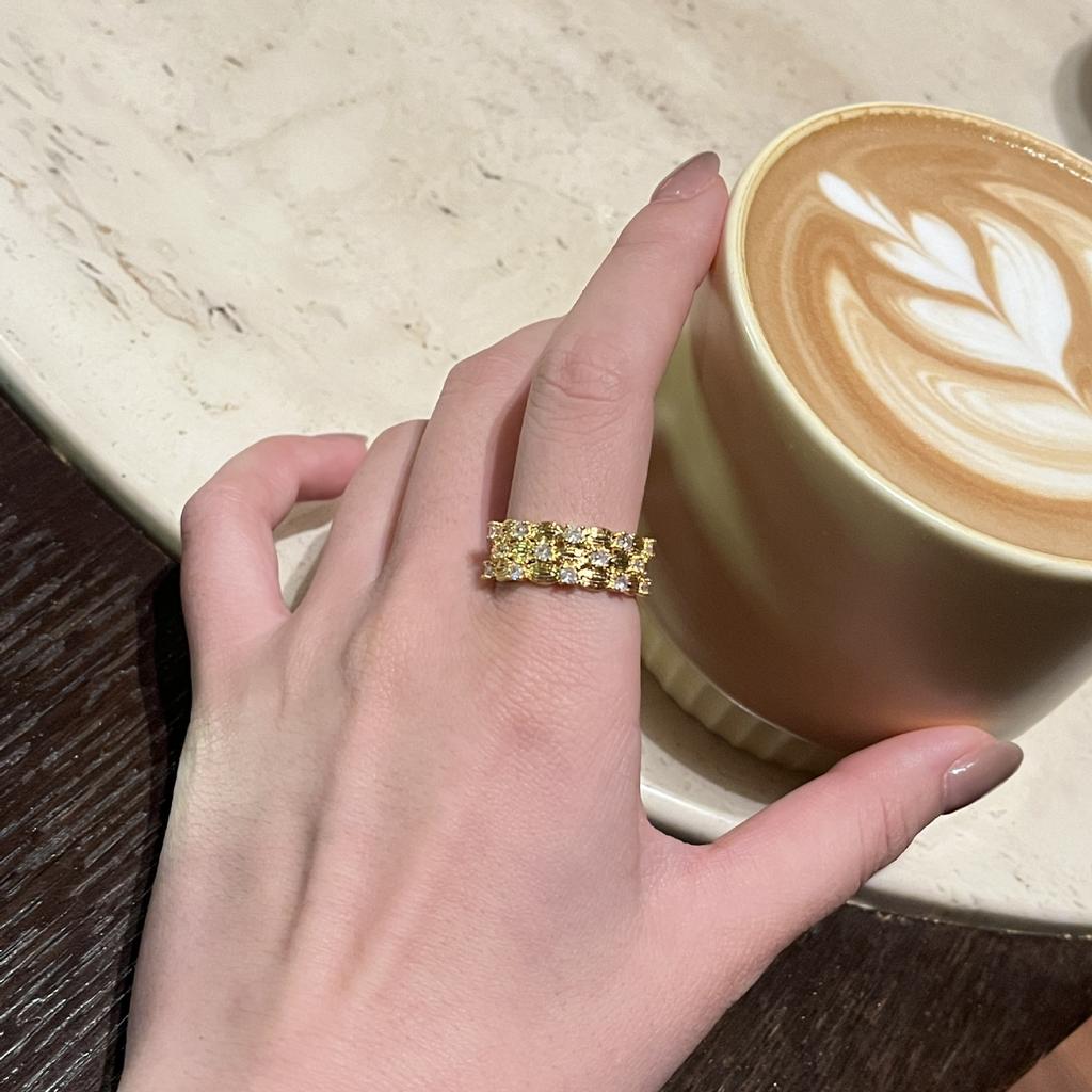 Super Flash Irregular Woven Wind Ring Female Temperament Light Luxury Exquisite Index Finger Ring Female