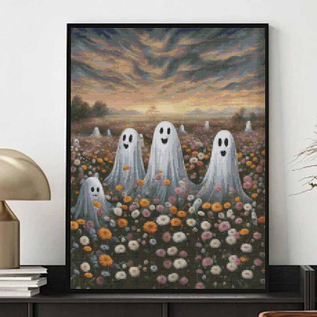 Halloween diamond painting kit cute ghost flower garden handmade diy painting home decoration painting