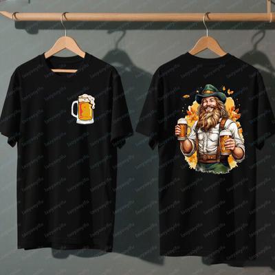 Oktoberfest Festival Funny T Shirt for Men Women Beer Enthusiasts Bavarian Party Outfit Short Sleeve Top with Beer Stein Print