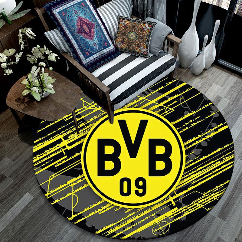 Borussia Dortmund2,Runder Teppich,Teppich für Wohnzimmer Schlafzimmer Sofa Spielzimmer Dekor,Rutschfeste Bodenmatte