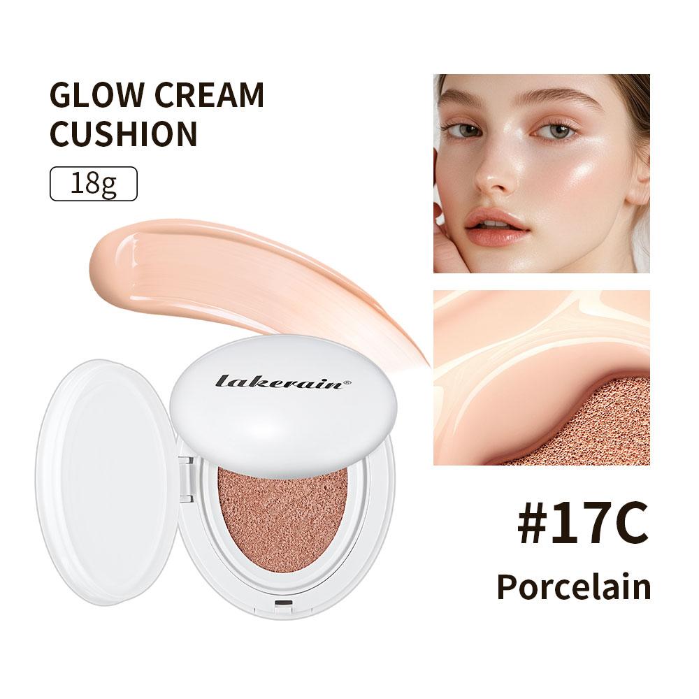 Glow Cream Cushion Foundation Hydrating 24H Long Lasting Moisturizer Natural Light Coverage Radiant Skin Finish Daily Portable Face Makeup Cosmetic