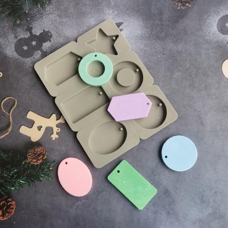 

Silicone Mold For Diy Crafts With 6 Holes Flower-Shaped Aromatherapy Diffuser Stone Hanging Sign Mold For Candle Soap Diy Craft серый