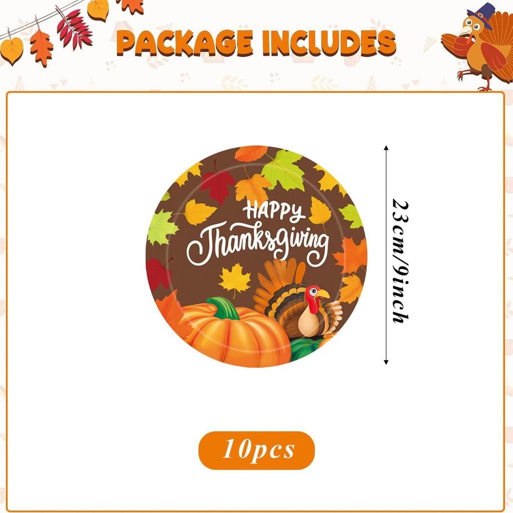 Thanksgiving Disposable Tableware Set: Plates, Cups, and Napkins for Parties