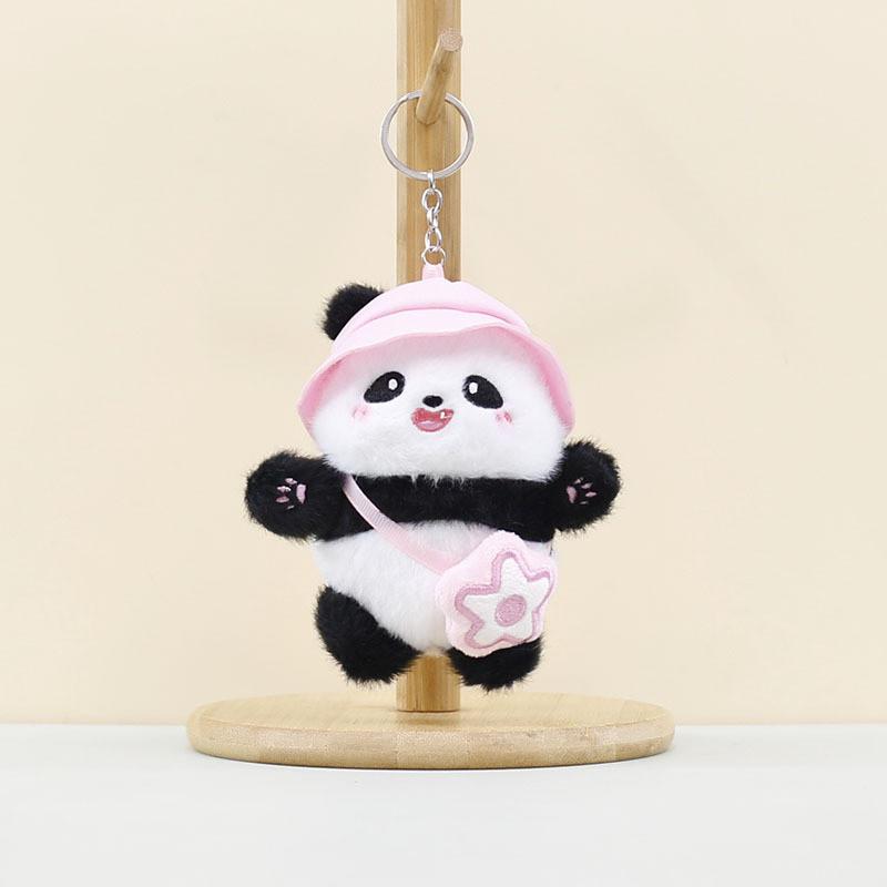 Soft And Cuddly Plush Panda Doll With Colorful Hat Perfect For Backpacks And Keyrings