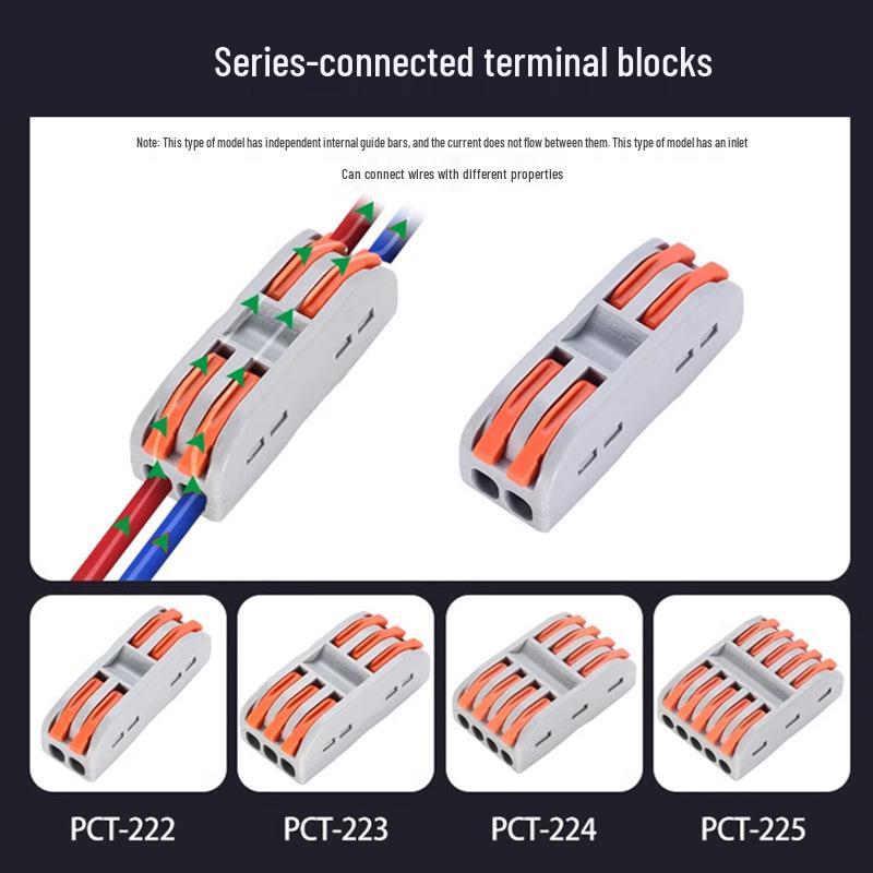 PCT-225 Quick Wiring Five-In Five-Out Push-In Lamp Wire Splitter Terminal
