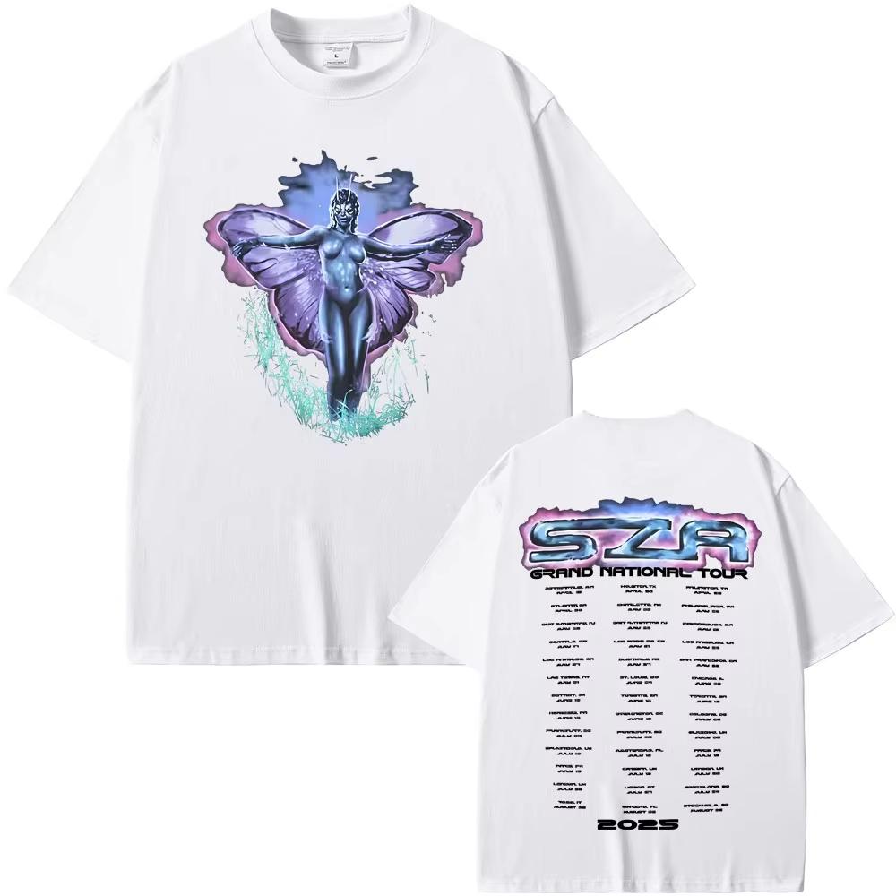 Rapper Kendrick Lamar & SZA Grand National Tour 2025 T-shirt Men's Women Clothing Hip Hop Fashion Pop Music T Shirts Streetwear