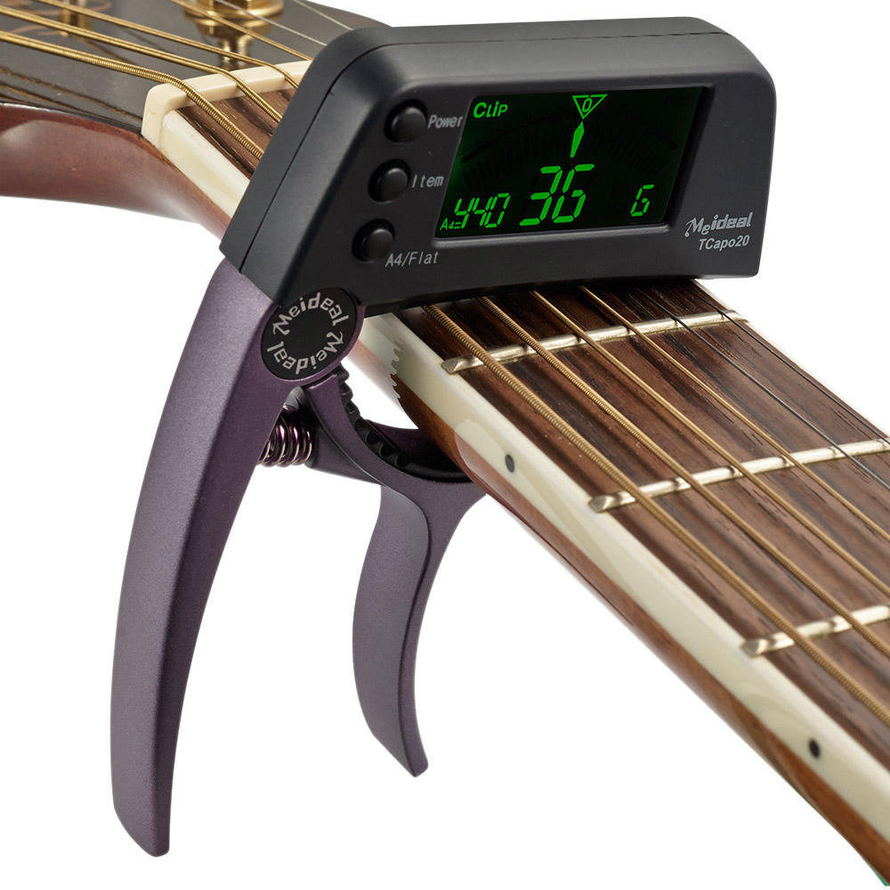 TCapo20 multifunksjonell aluminiumslegering 2-i-1 gitar capo-tuner med LCD-skjerm for normal akustisk