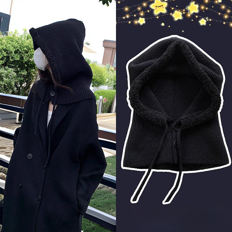 Căciulă Balaclava Stil Coreean de Iarnă pentru Femei Nouă la Modă și Versatilă Protecție Gât Protecție Împotriva Frigului Căciulă Tricotată Îngroșată și Călduroasă