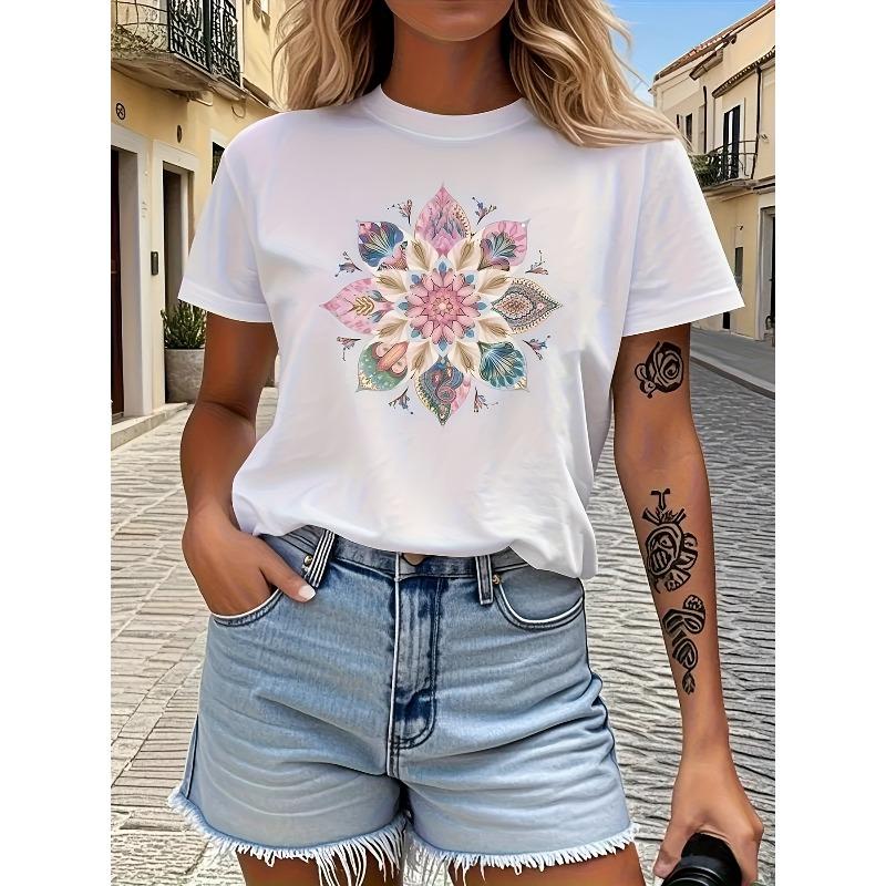 

European Size Spring and Summer Casual Short Sleeve T-Shirt, Women s 4XL