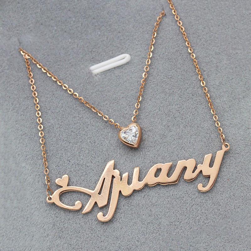 

Exquisite Russian Purple Gold Letter Necklace Fashion Trend Design Sense Rose Gold Plated Color Gold Integrated Chain Set 45+3cm