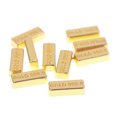 10Pcs/Set 1:12 Dollhouse Miniature Gold Bars Coin Model Doll House Decor Toys