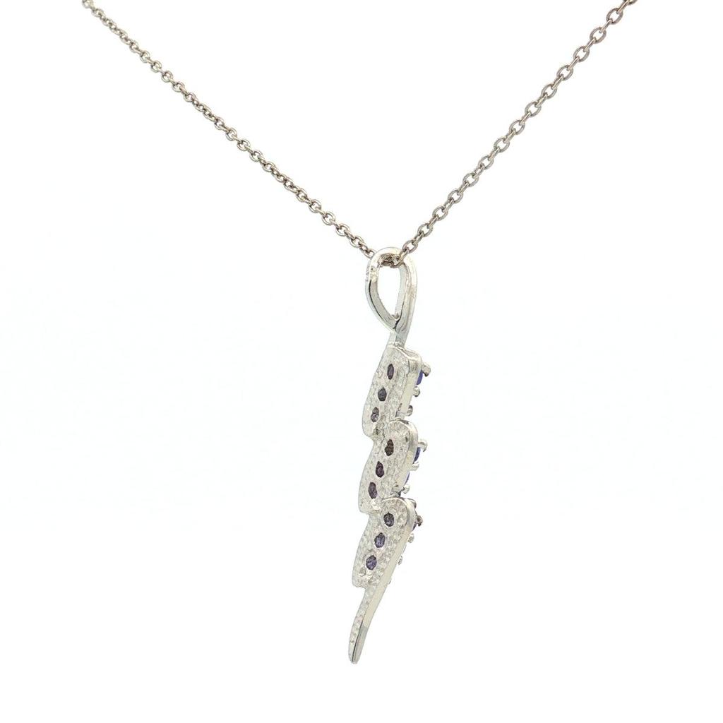 Tanzanite AA Round Pendant Necklace 925 Sterling Silver Rhodium Plated Nine Stone Pendant with Chain Gift for Women