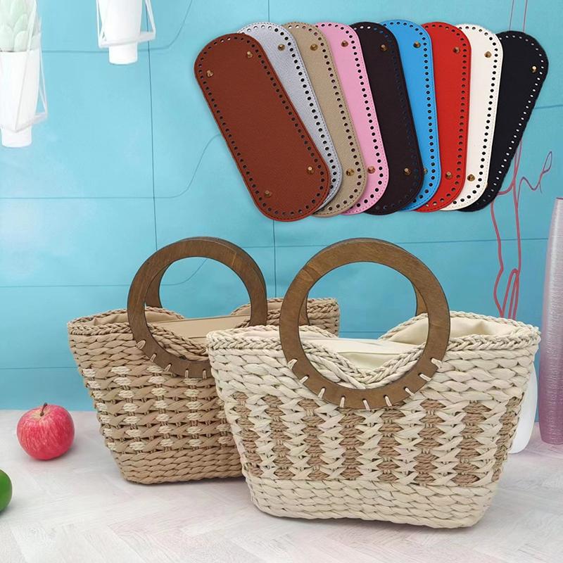 30*10Cm Oválné Dno Pro Pletenou Tašku PU Kožené Doplňky K Tašce Ručně Vyráběné Dno DIY Háčkované Dno Tašky Jednobarevná Část Tašky